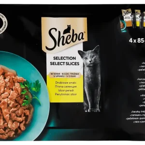 Вологий корм Sheba (Шеба) для дорослих котів з м'ясом птиці в соусі 4 х 85 г