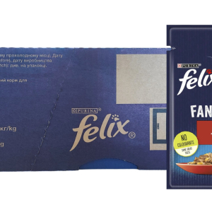Вологий корм для котів Фелікс Felix Fantastic з яловичиною в желе (блок 26 шт × 85 г)