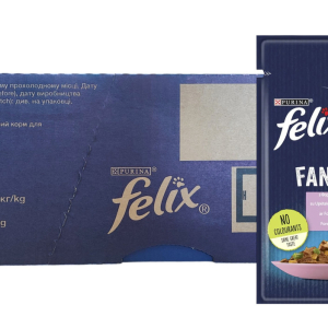 Вологий корм Фелікс Felix Fantastic консерви для кішок з фореллю і зеленими бобами в желе (блок 26 шт × 85 г)