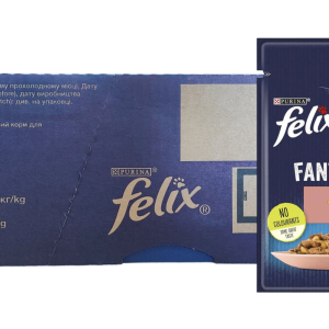 Вологий корм Фелікс Felix Fantastic консерви для кішок з лососем в желе (блок 26 шт × 85 г)