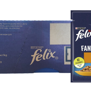 Вологий корм Фелікс Felix Fantastic консерви для кішок з куркою в желе (блок 26 шт × 85 г)