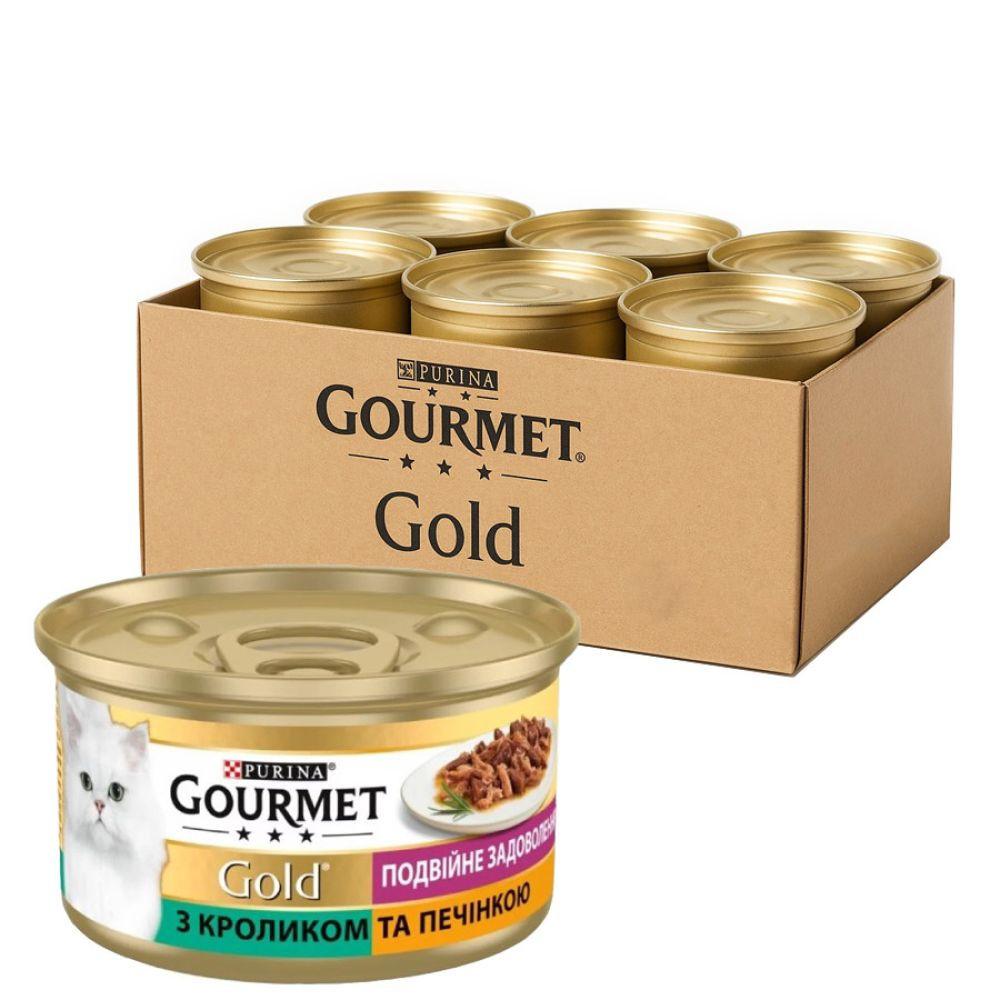 Консерва Gourmet Gold (Гурме Голд) для котів подвійне задоволення з кроликом і печінкою 24 шт × 85 г