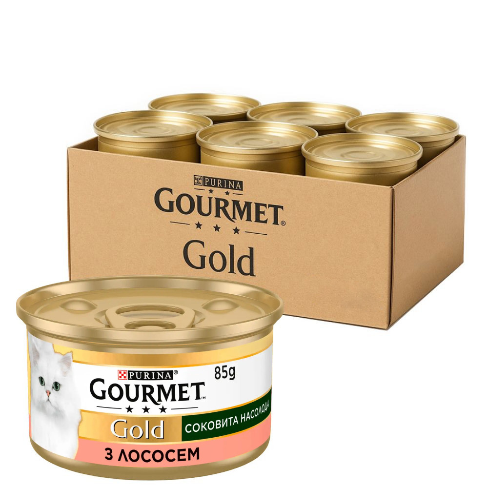 Консерва Gourmet Gold (Гурме Голд) для кішок соковита насолода з лососем 24 шт × 85 г