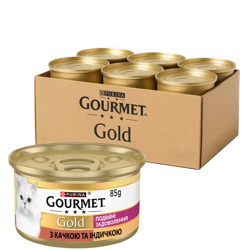 Консерва Gourmet Gold (Гурме Голд) для кішок подвійне задоволення з качкою та індичкою 24 шт × 85 г