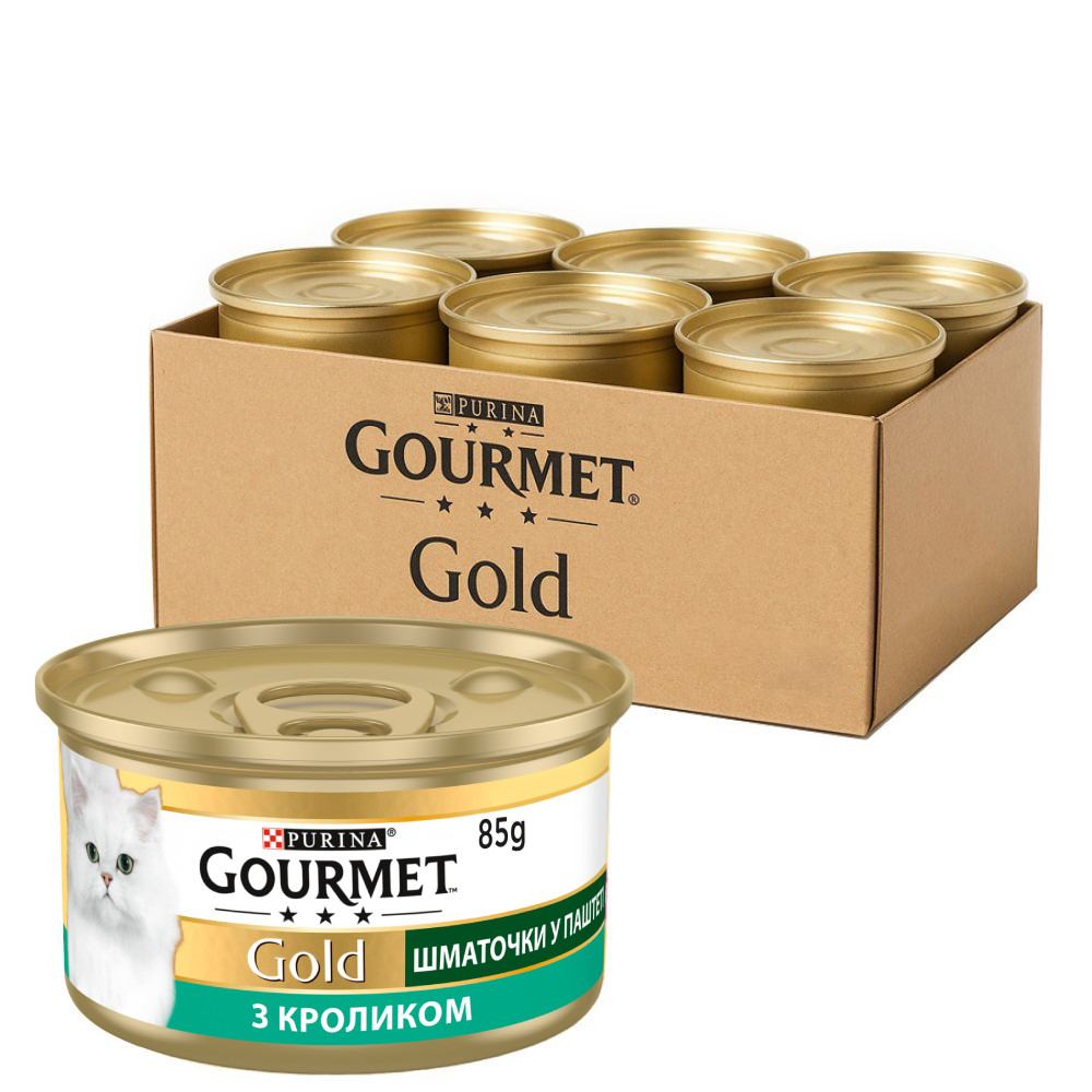 Gourmet Gold (Гурме Голд) Консерви для кішок шматочки в паштеті з кроликом 24 шт × 85 г Purina
