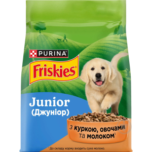 Корм сухий для цуценят (від 6 тижнів) Фріскіс Friskies Junior з куркою, овочами та молоком 2.4 кг