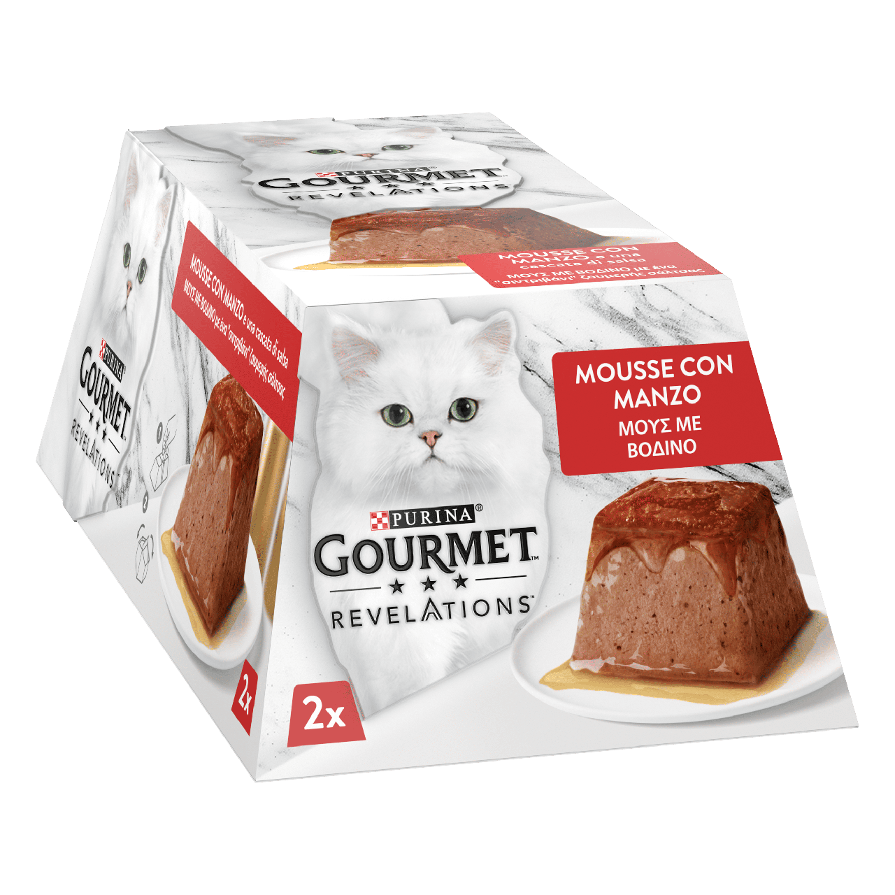 Вологий корм для дорослих котів Gourmet (Гурме) Revelations мус з яловичиною та підливкою 114 г (2 шт x 57 г)