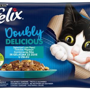 Вологий корм для котів Фелікс Felix Doubly delicious Рибне асорті (лосось та сардина, форель та скумбрія) в желе 4 шт х 85 г