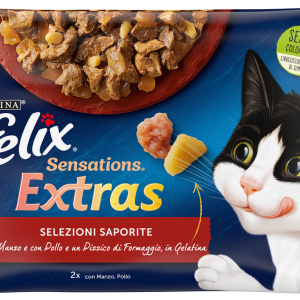 Вологий корм для котів Фелікс Felix Sensations Extras з яловичиною та куркою в желе 4 шт х 85 г