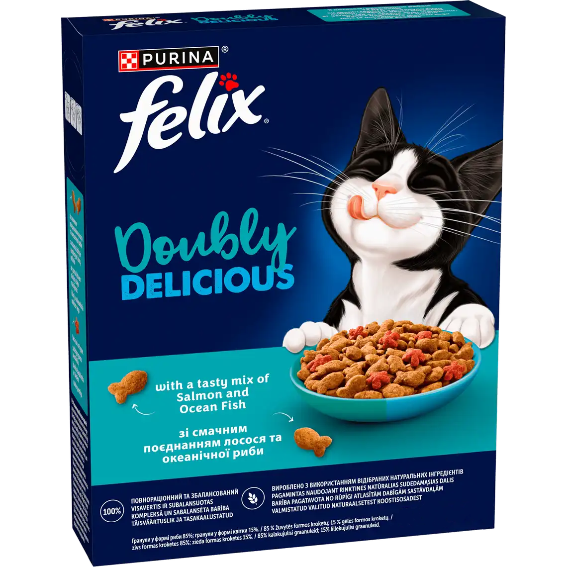 Сухий корм для котів Felix Doubly Delicious (Фелікс Даблі Делішес) з лососем та океанічною рибою, 800 г