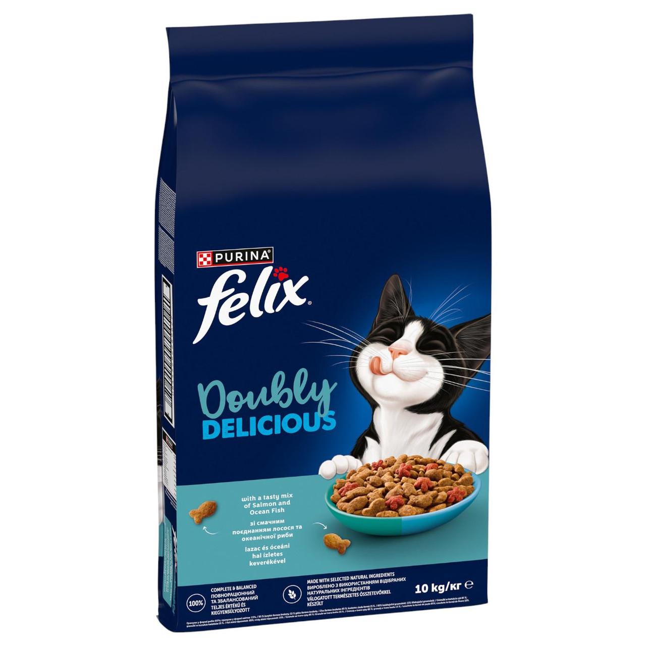 Сухий корм для котів Felix Doubly Delicious (Фелікс Даблі Делішес) з лососем та океанічною рибою, 10 кг