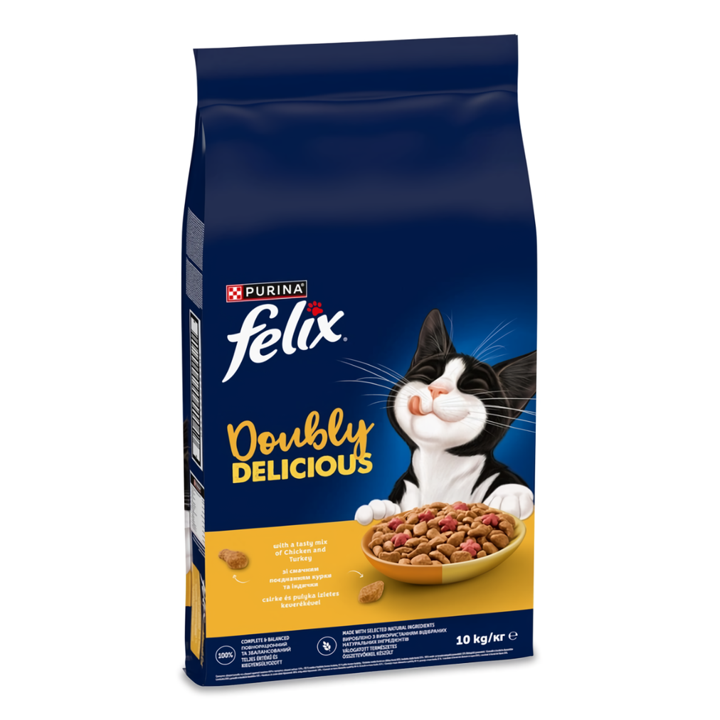Сухий корм для котів Felix Doubly Delicious (Фелікс Даблі Делішес) з куркою та індичкою, 10 кг