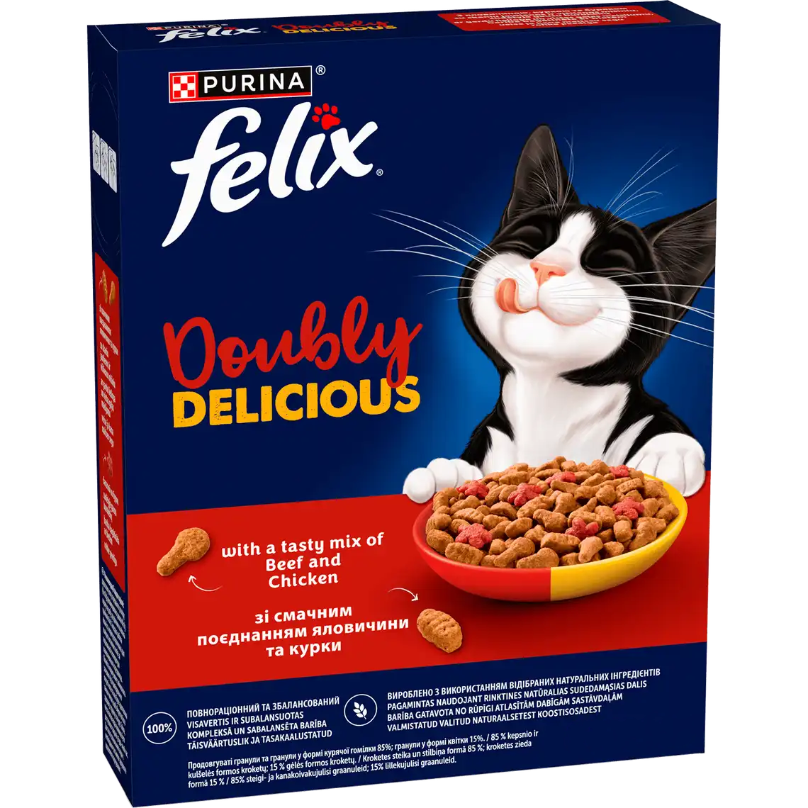 Сухий корм для котів Felix Doubly Delicious (Фелікс Даблі Делішес) з яловичиною і куркою, 800 г