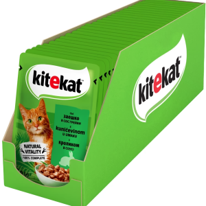 Kitekat Natural Vitality (Пауч) Консерви для кішок з кроликом в соусі, 85 г (блок 28 шт)
