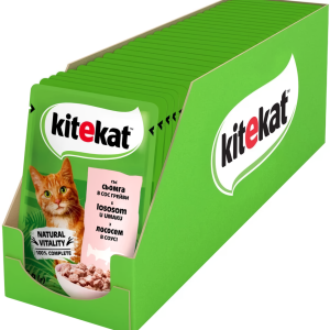 Kitekat Natural Vitality (Пауч) Консерви для кішок з лососем в соусі, 85 г (блок 28 шт)