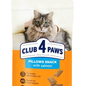 Ласощі для дорослих котів CLUB 4 PAWS (Клуб 4 лапи) подушечки з лососем, 60 г