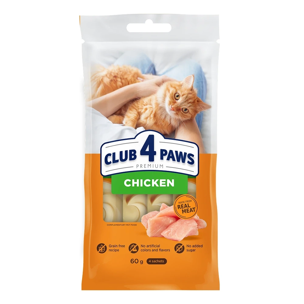 Кремові ласощі CLUB 4 PAWS (Клуб 4 лапи) для котів з куркою 4 шт х 15 г