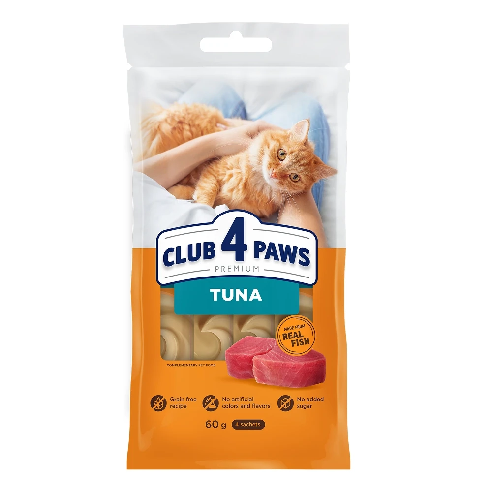 Кремові ласощі CLUB 4 PAWS (Клуб 4 лапи) для котів з тунцем 4 шт х 15 г