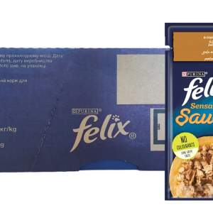Felix Sensation Sauces Вологий корм для котів Фелікс з індичкою і беконом в соусі (блок 26 шт × 85 г)