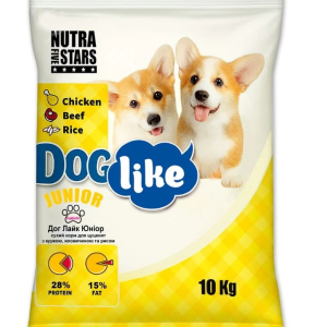 Сухий корм DOG LIKE Junior для цуценят з куркою, яловичиною та рисом 10 кг