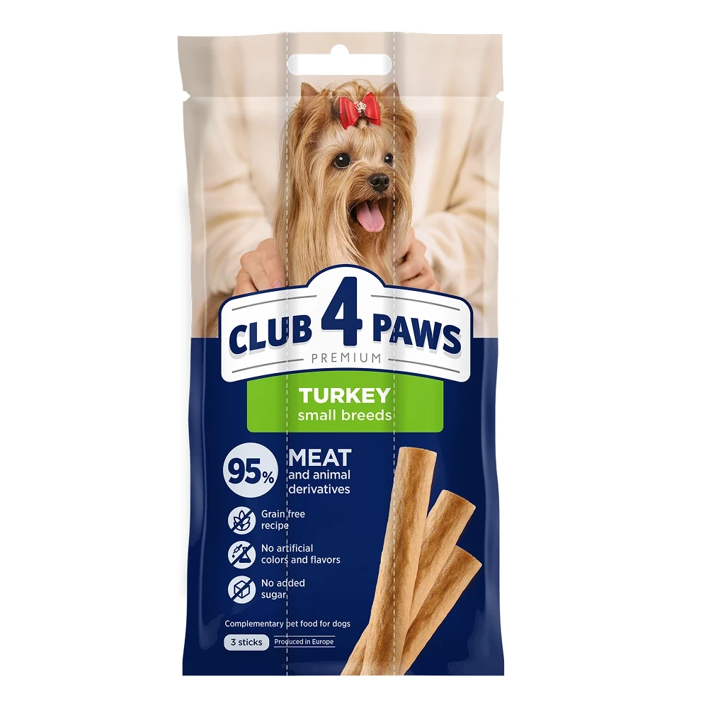 М'ясна паличка для собак малих порід CLUB 4 PAWS (Клуб 4 Лапи) з індичкою 3 шт х 12 г